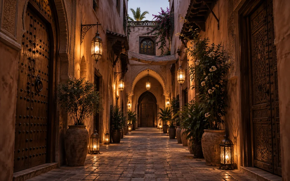 A lantern-lit passage in the old city